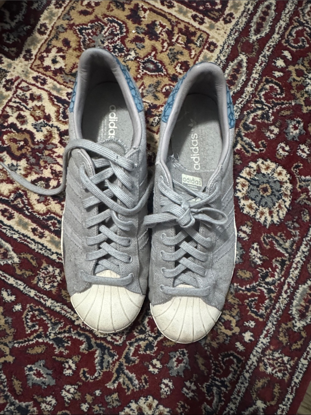 adidas  Light Gray canvas Shell-Toe Sneakers with White Toe Caps